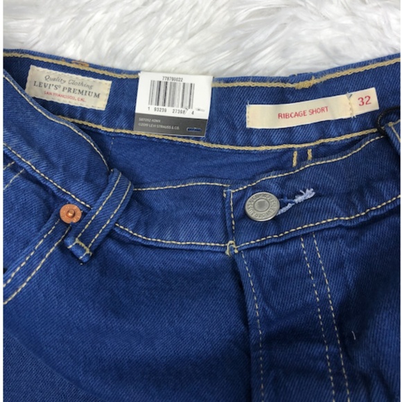 Levi's Ribcage Denim Shorts High Rise Size 32 - Picture 4 of 6
